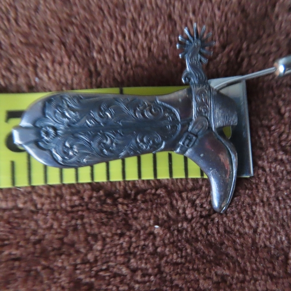 rare vintage gist sterling cowboy boot w/ spurs brooch pin - Picture 6 of 6